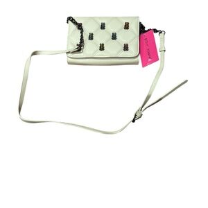 Betsey Johnson Cream Shoulder Bag with Multicolor Details